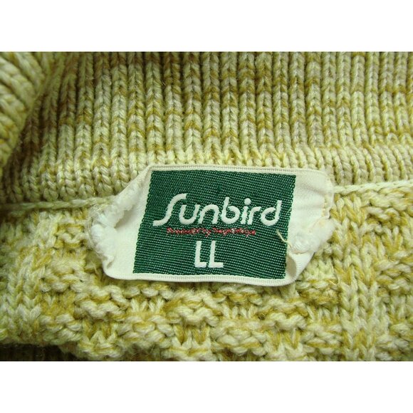 Vtg Sunbird LL Yellow Cable Knit Cardigan Sweater Size L Chest 48" Button Front - Picture 8 of 12